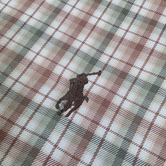 Ralph Lauren Custom Fit Brown Green Plaid Button Down Shirt - Picture 6 of 8